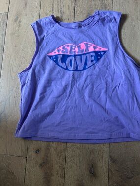 Athletic Works Purple Tank Top with Pink & Blue "Self Love" Graphic